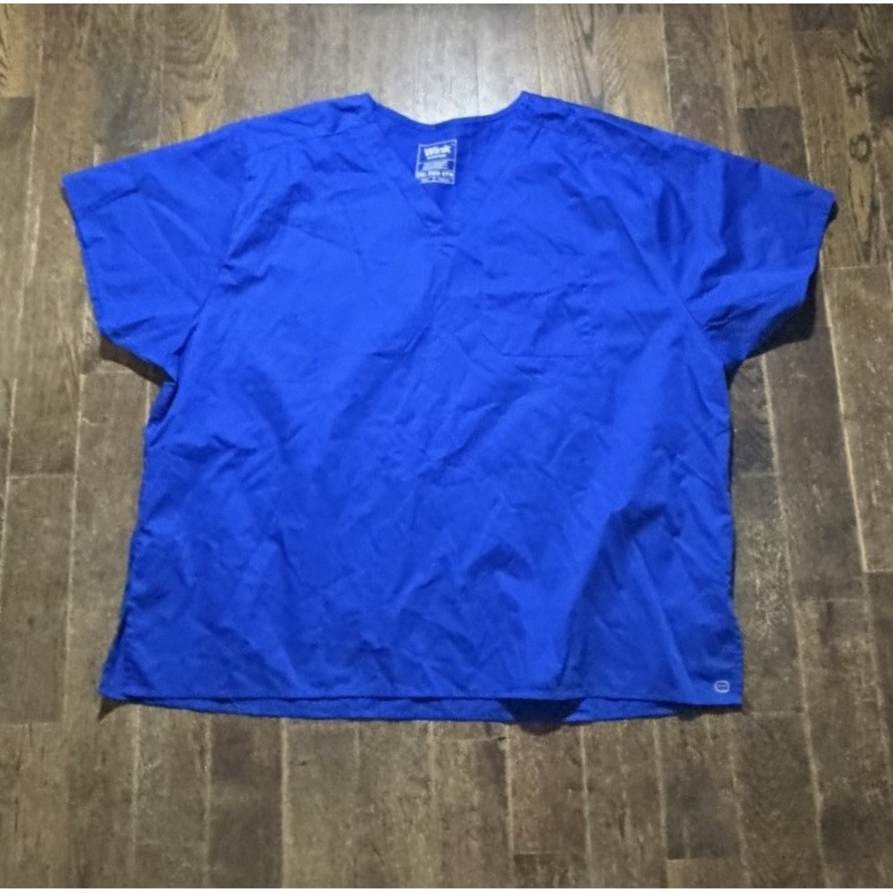 Classic fit Wink Unisex WorkFlex Chest Pocket V-Neck Top Blue